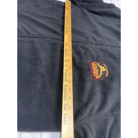 L Hawaii Lava Rock Cafe Volcano Village Fleece Jacket Embroidered Logo GUC Black - Picture 8 of 11